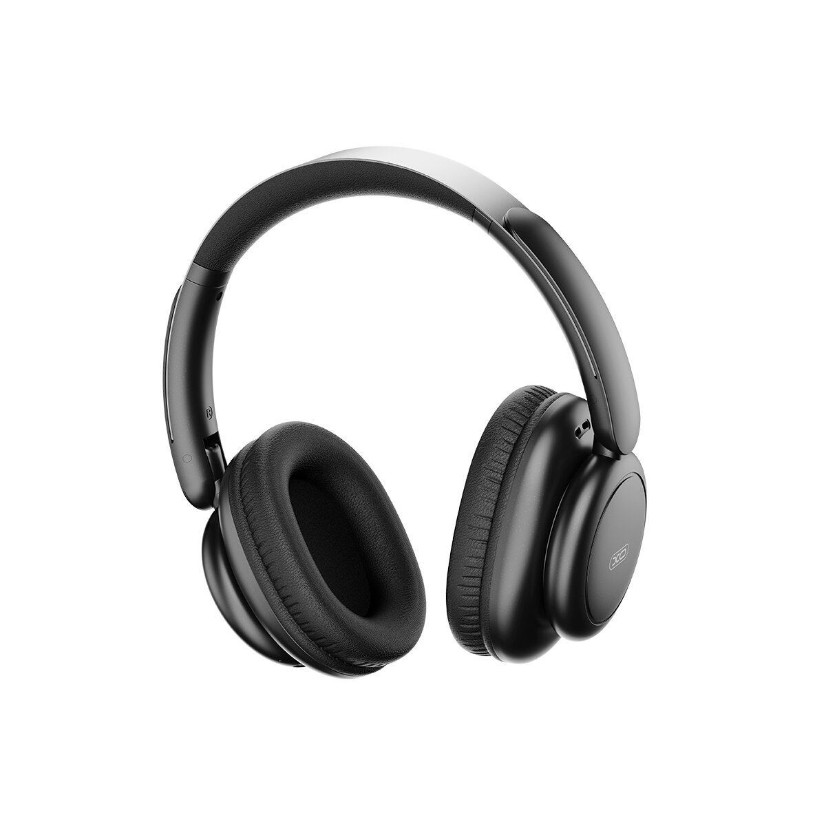 Ein Paar schwarzer Over-Ear-Kopfhörer mit silbernem Bügel auf weißem Hintergrund. Die Ohrmuscheln sind groß und rund.