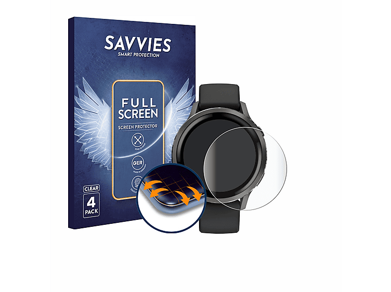 SAVVIES 4x Flex Full-Cover 3D Curved Schutzfolie (für Garmin Venu 4 (41 mm))
