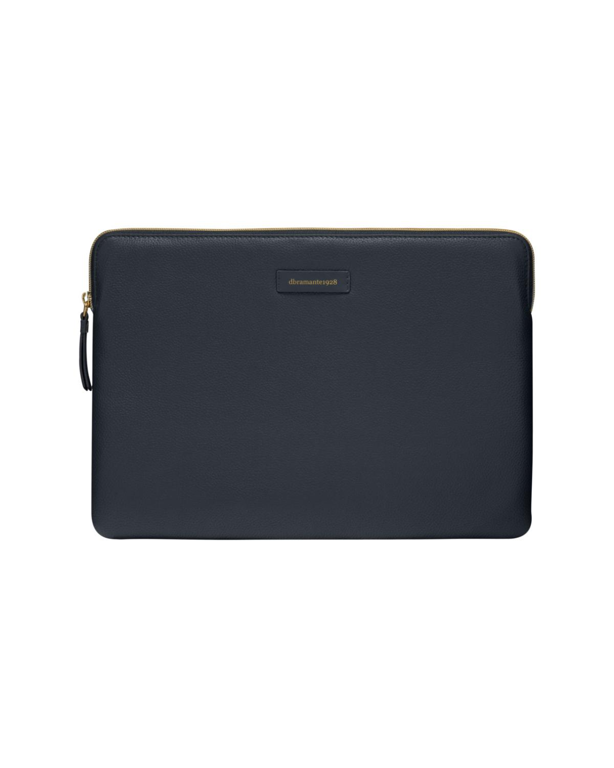 Marineblaue Laptoptasche mit goldenem Reißverschluss. Der Markenname 'dbrantante1928' steht auf einem kleinen Etikett.