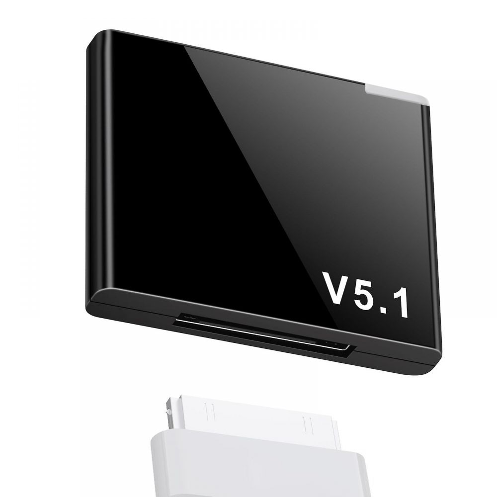 Ein schwarzes rechteckiges Gerät mit weißem Text 'V5.1' ist der Mittelpunkt. Darunter befindet sich ein weißes Gerät.