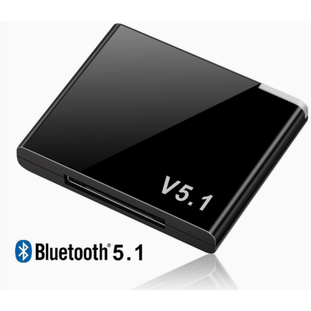 Ein schwarzes Bluetooth 5.1-Gerät mit weißem Text 'V5.1'. Das Bluetooth-Logo und 'Bluetooth 5.1' befinden sich links unten.