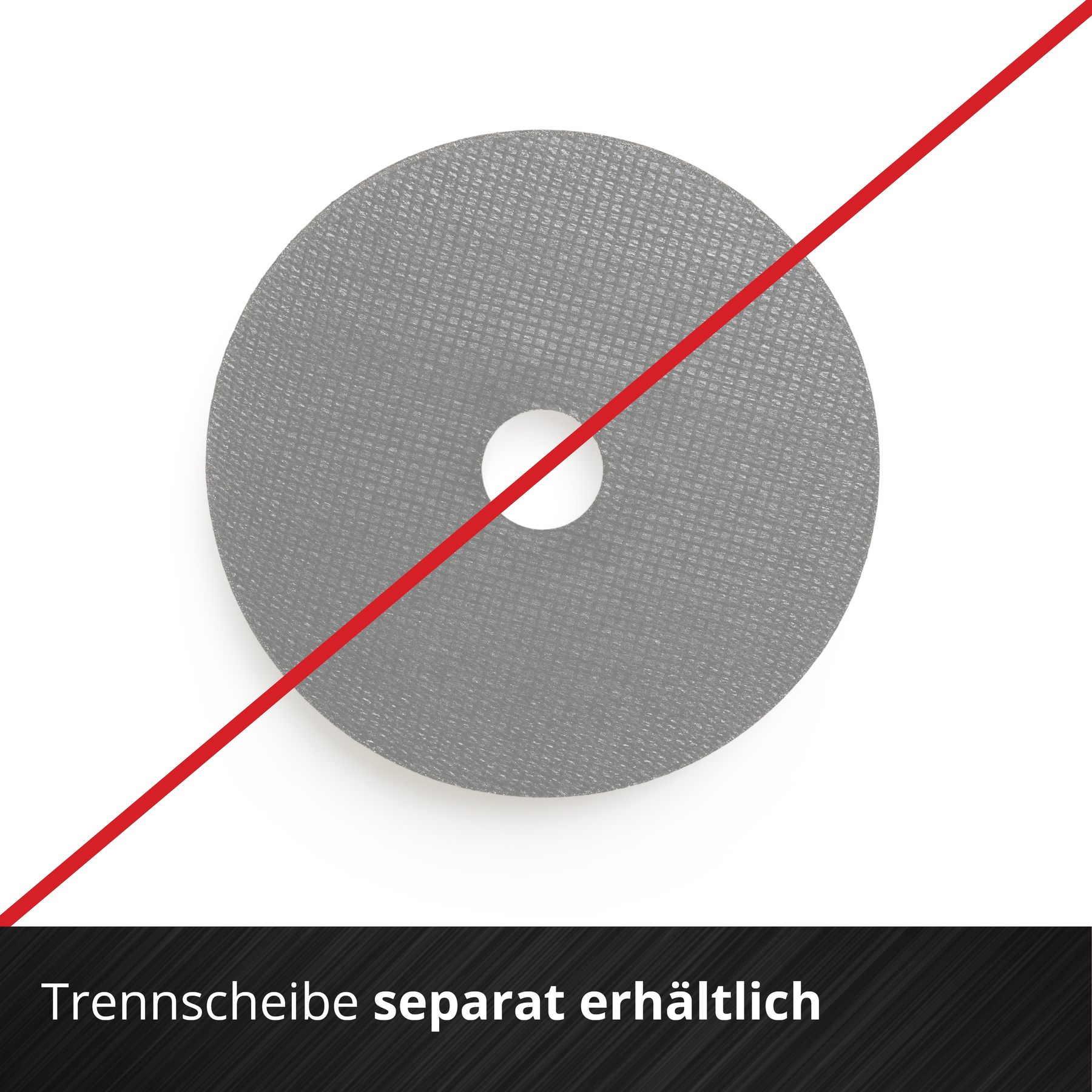 Szara tarcza do piły z czerwoną linią. Tekst: 'Trennscheibe separat erhältlich'.