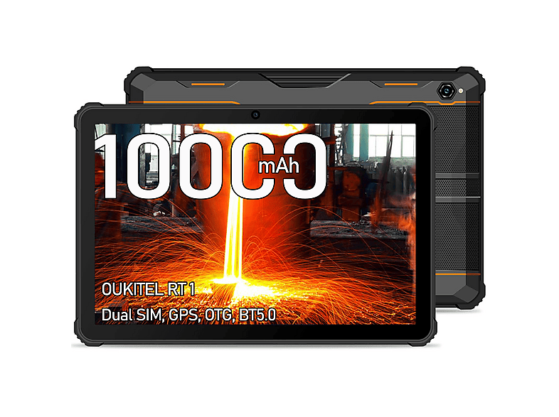OUKITEL RT1 10000 mAh 4GB 5G-WiFi/Face ID/IP68, Tablet, 64 GB, 10,1 Zoll, Orange