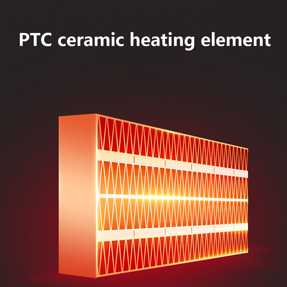 3D-Rendering eines PTC-Keramik-Heizelements. Das Element ist ein rechteckiger Block mit orangefarbenem Glühen und dunklem Hintergrund.