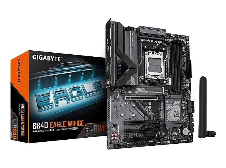 GIGABYTE MB GBT AMD AM5 B840 EAGLE WF6E Mainboard Dark brown | MediaMarkt