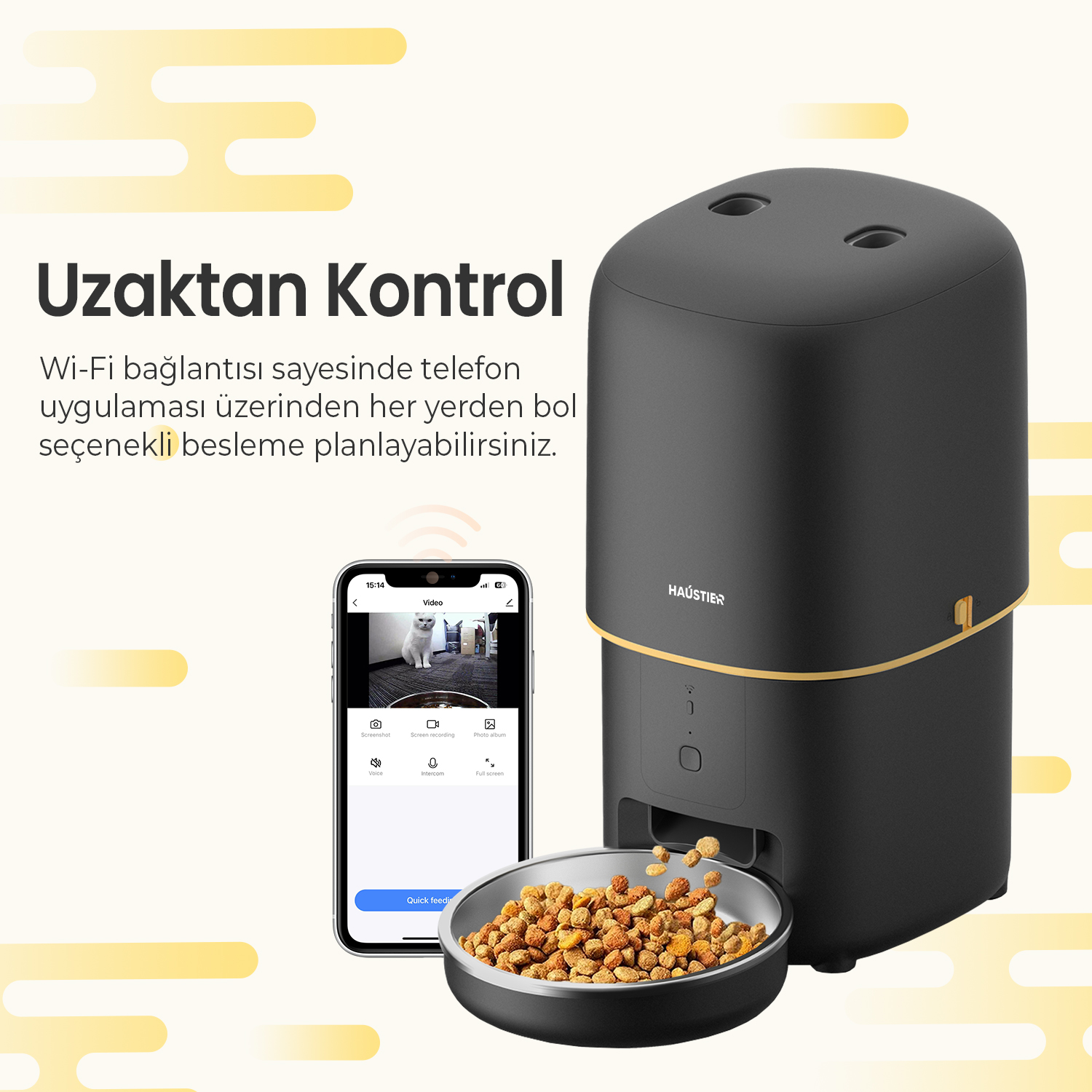 HAUSTIER PF02 Akıllı Otomatik Mama Kabı Siyah