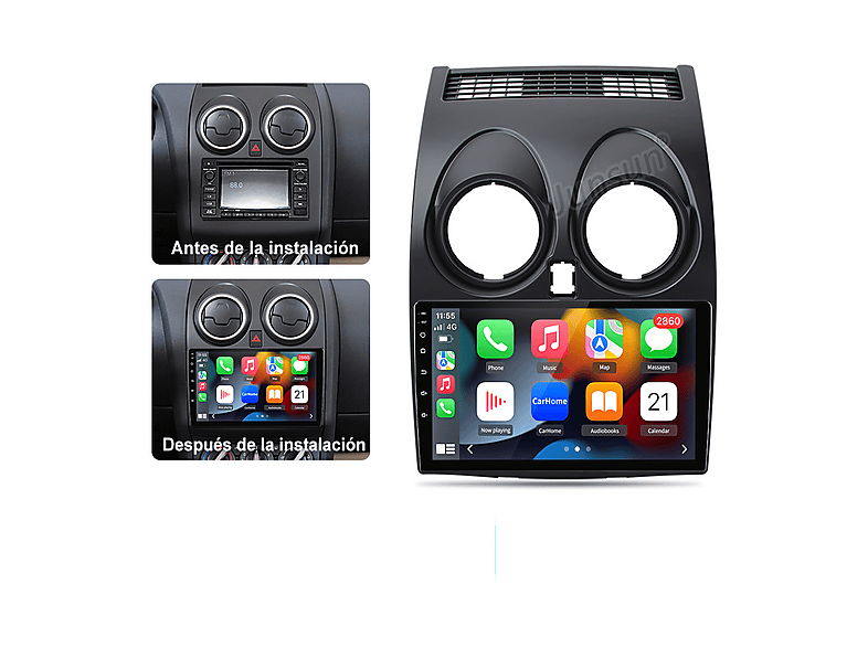 Radio Android 13 Para Nissan Qashqai J10 2006-2013 - Pantalla 9", GPS, WiFi, DAB, Compatible Con Volante