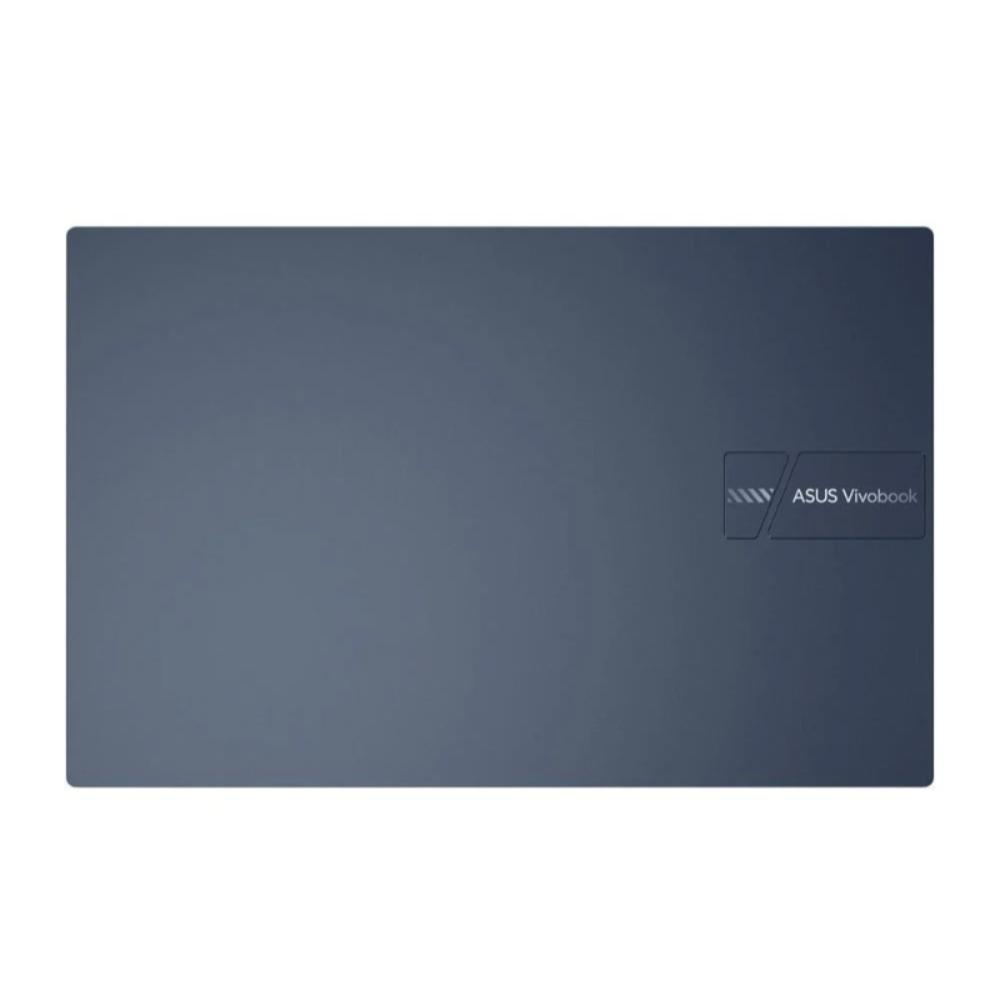 Kapalı mavi bir ASUS Vivobook dizüstü bilgisayar. ASUS logosu sağ tarafta.