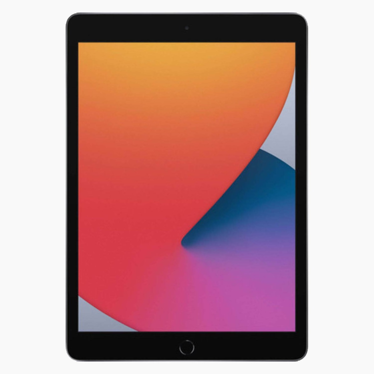 Czarny tablet z kolorowym ekranem. Ekran wyświetla gradient kolorów, przechodzący od czerwonego do niebieskiego i żółtego.