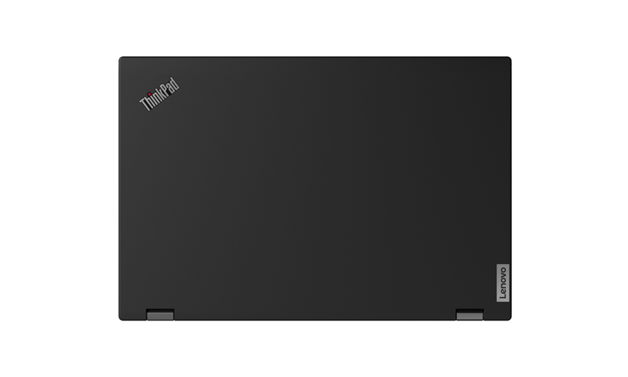 Ein geschlossener schwarzer Lenovo ThinkPad Laptop. Das ThinkPad-Logo ist oben links und das Lenovo-Logo unten rechts sichtbar.