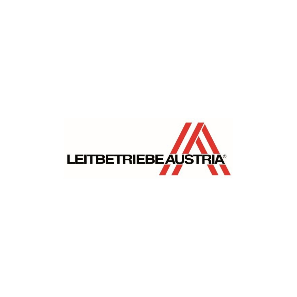 Das Logo zeigt rote, abgewinkelte Linien, die ein A bilden, mit dem Text 'LEITBETRIEBE AUSTRIA' darunter auf weißem Hintergrund.