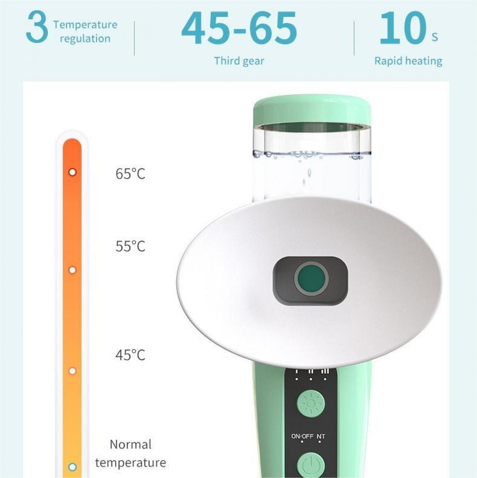 Ein Gerät mit Temperatureinstellungen, einer Anzeige und Wasser in einem Behälter. Der Temperaturbereich beträgt 45-65 Grad.