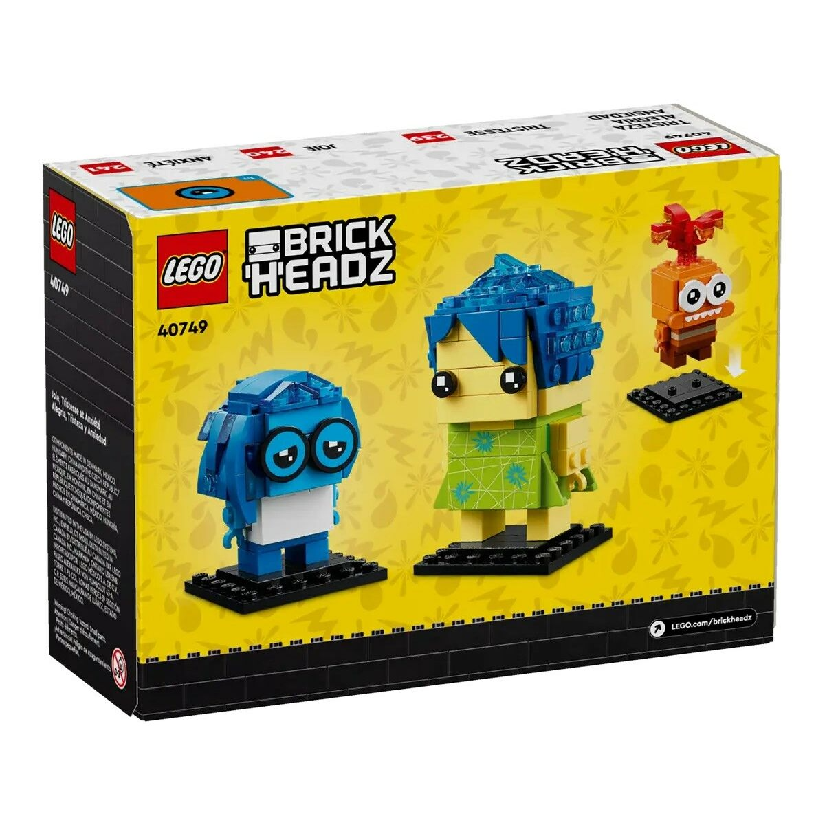 Ensemble de boîte Lego BrickHeadz. Comprend trois personnages du film Vice-Versa. Inclut Joie, Tristesse et Peur.