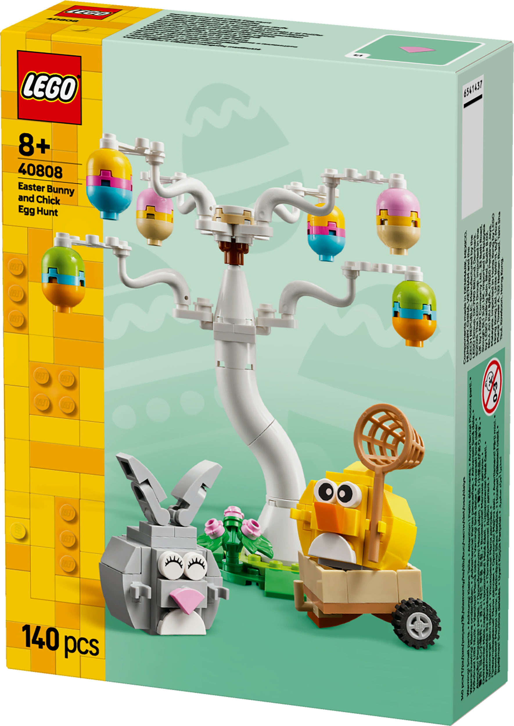 Scatola del set LEGO Easter Bunny and Chick Egg Hunt. Coniglietto, pulcino e albero con uova colorate.