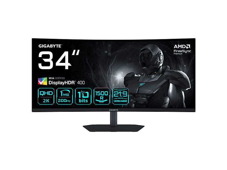 GIGABYTE G34WQC2 34 Zoll WQHD Gaming Monitor (1 ms Reaktionszeit  )