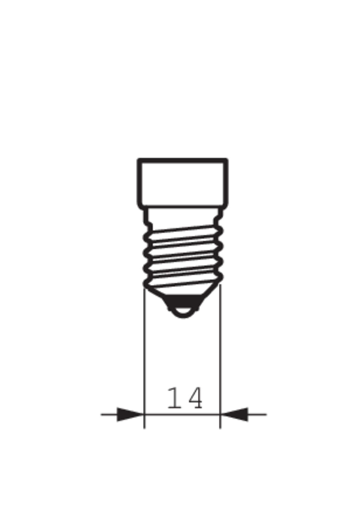 Diagramma di un portalampada con filettatura. Una linea con '14' indica la misura.