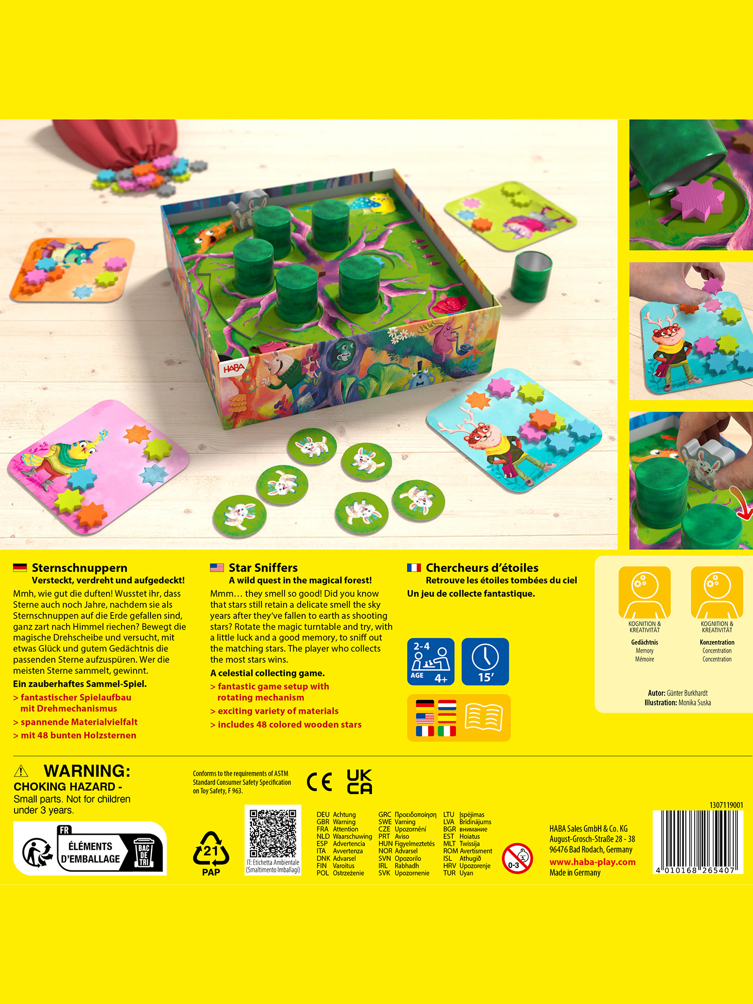 Gioco in scatola, colorato con stelle, personaggi e testo. Un gioco da tavolo.
