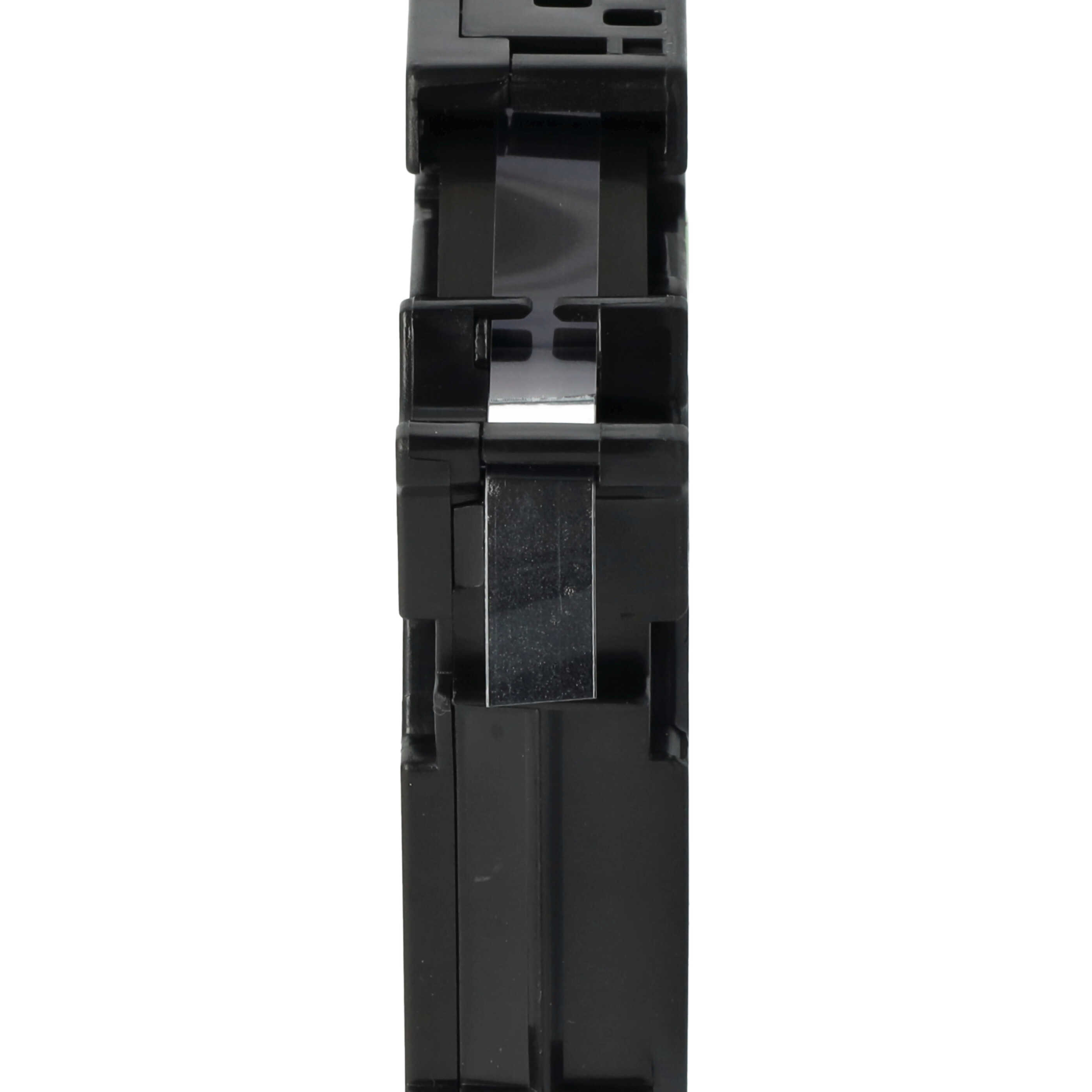 Ein schwarzes elektrisches Bauteil, möglicherweise ein Schutzschalter, auf weißem Hintergrund. Es hat einen Metallclip.