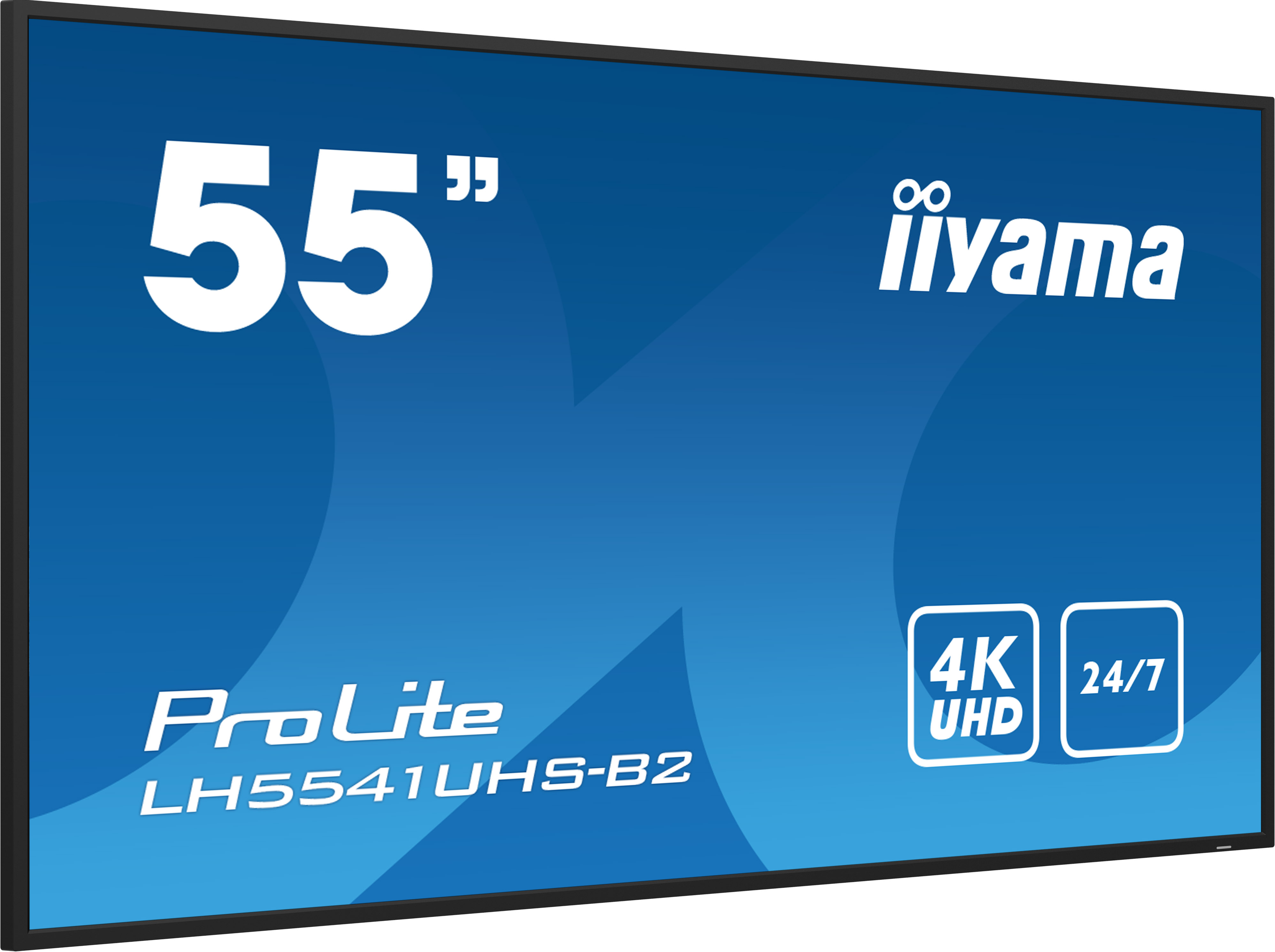 55-calowy wyświetlacz iiyama ProLite. Posiada funkcje 4K UHD i 24/7. Ekran ma model LH5541UHS-B2.