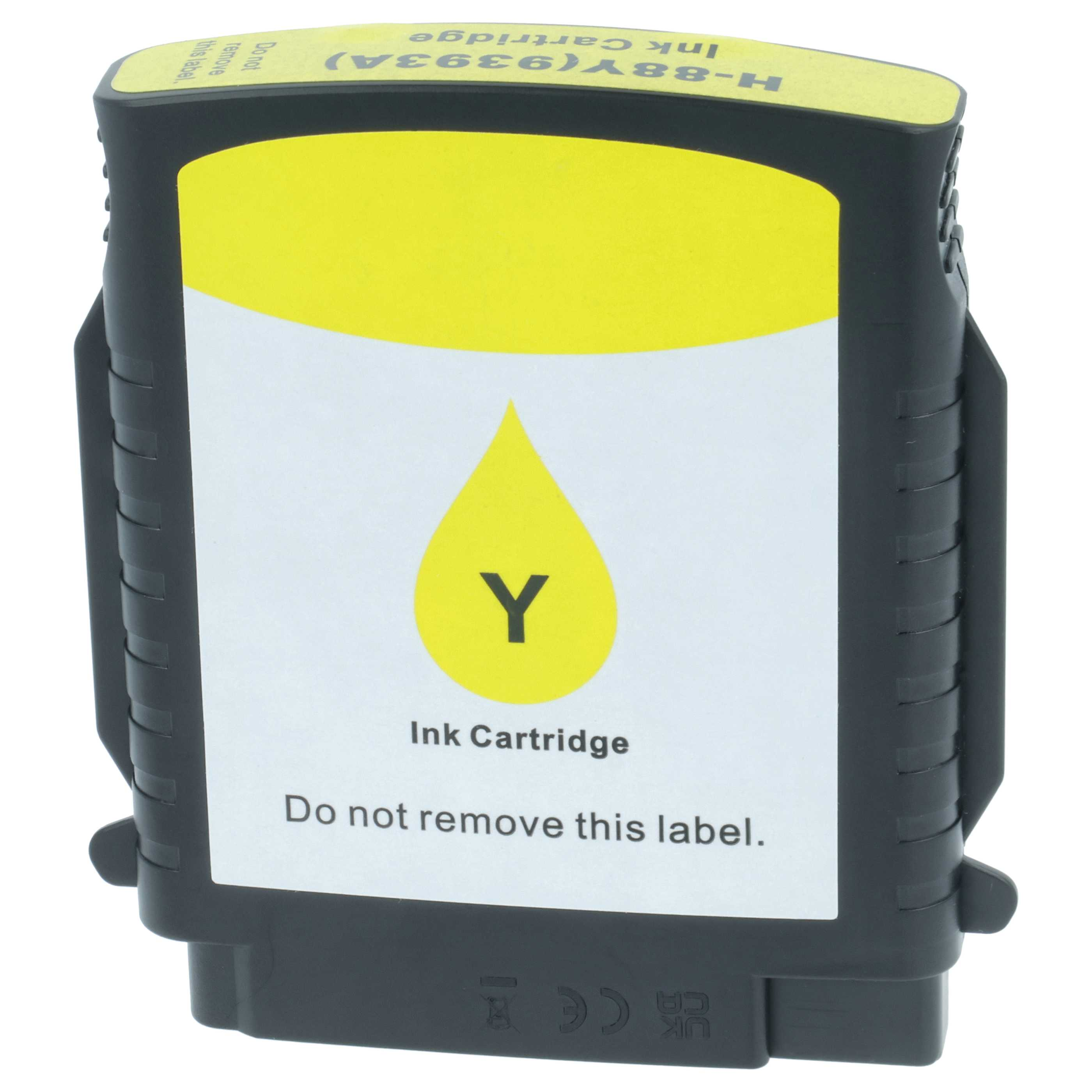 Eine gelbe Tintenpatrone mit weißem Etikett, schwarzem Gehäuse und dem Buchstaben 'Y'. Auf dem Etikett steht 'Ink Cartridge'.