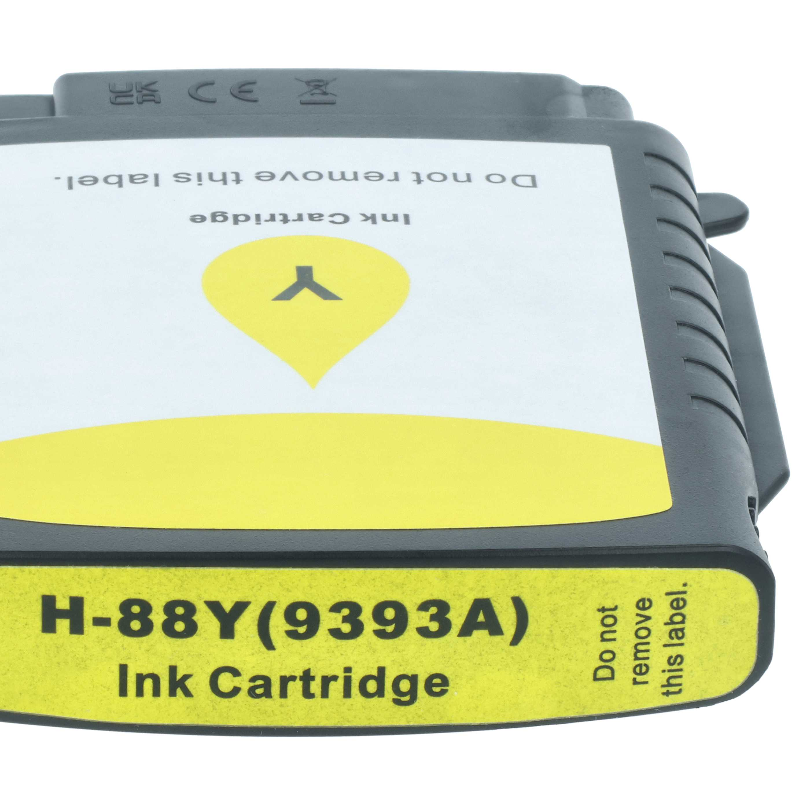 Eine gelbe Tintenpatrone mit der Aufschrift H-88Y, mit einem gelben Tropfensymbol und dem Text 'Ink Cartridge'. Graues Kunststoffgehäuse.