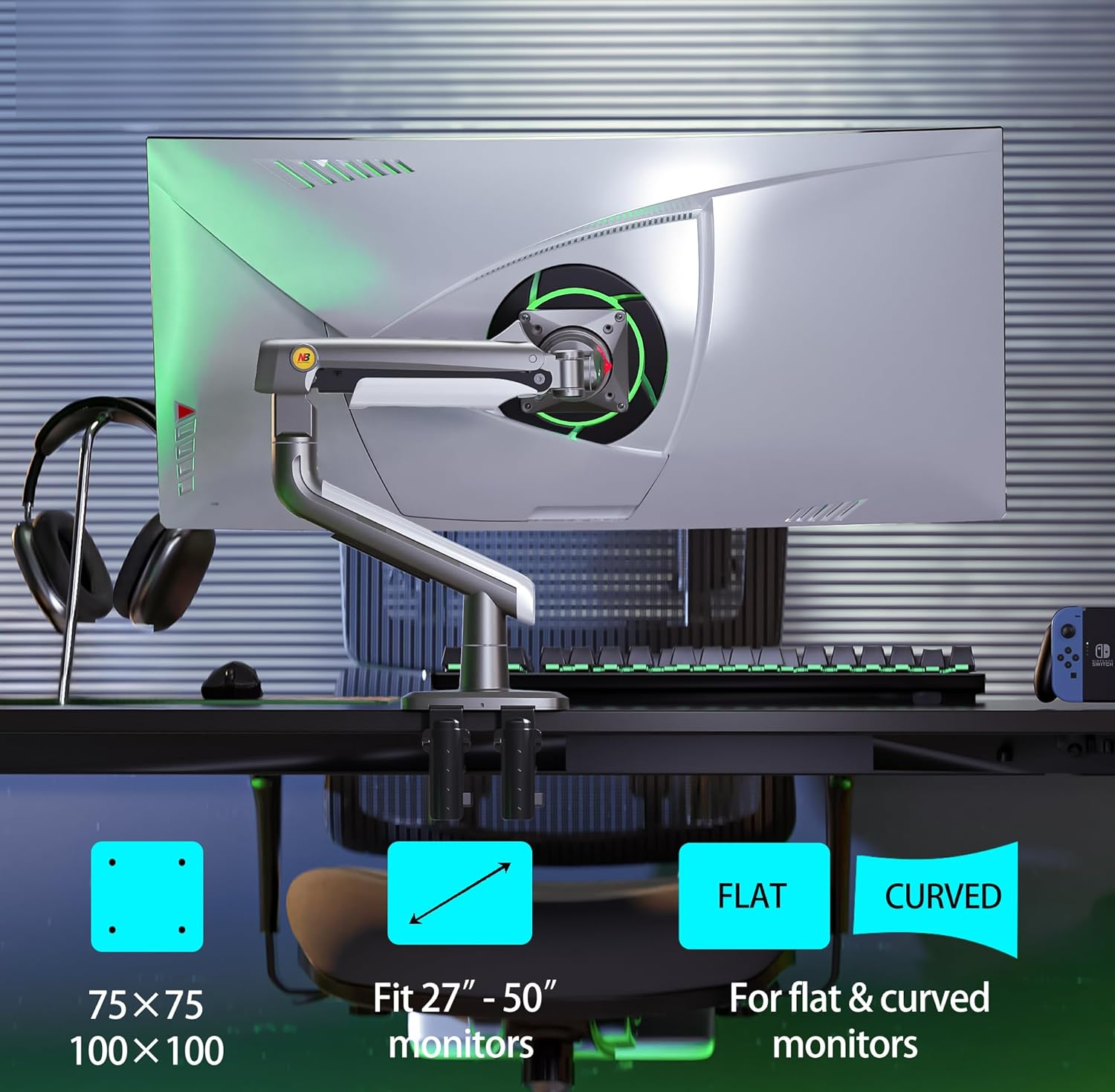 NB NORTH BAYOU Ergonomic A5-Gaming 27-50 inç Profesyonel Gaming Monitör Askı Aparatı