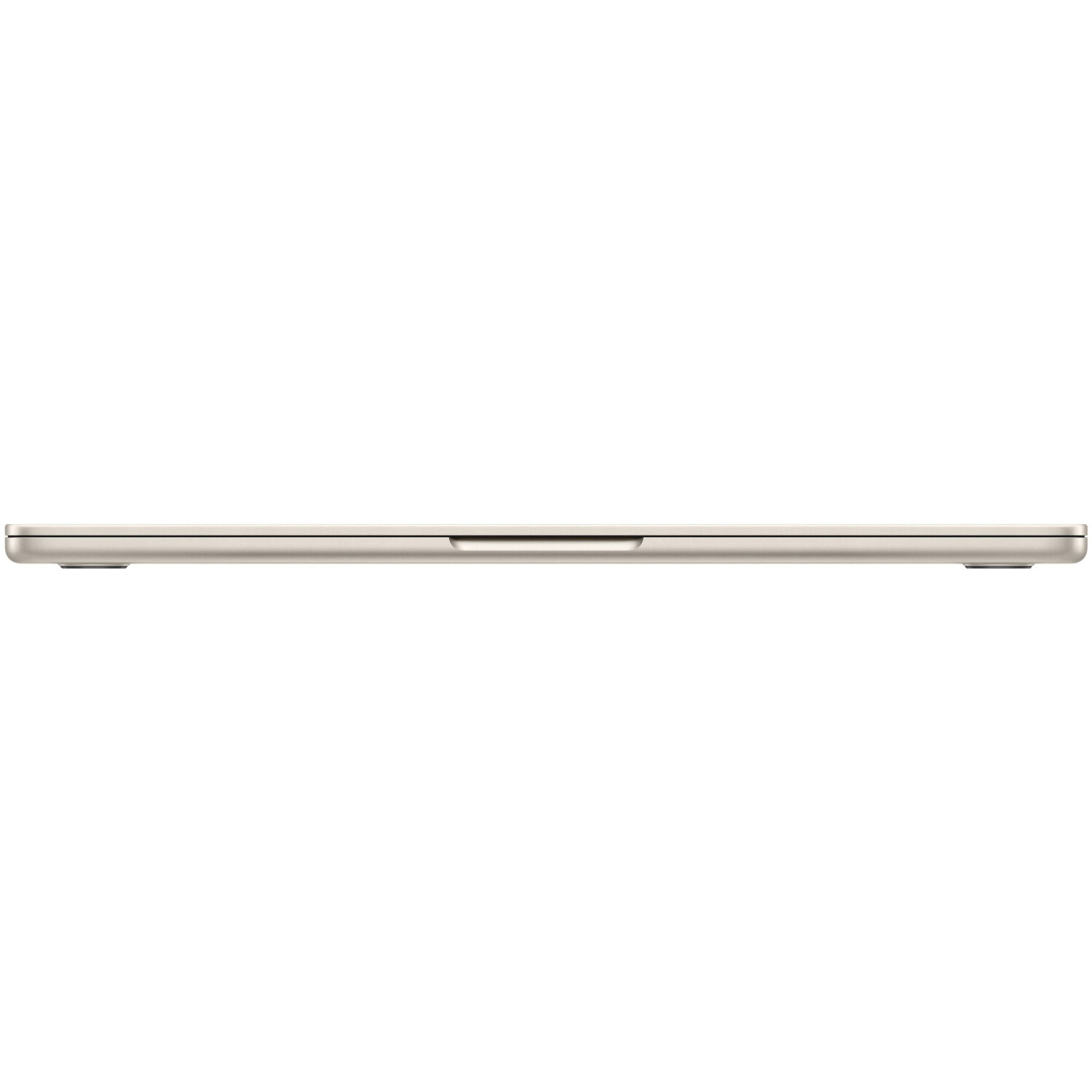 Ein geschlossener, dünner, goldfarbener Laptop, der vor einem weißen Hintergrund zentriert ist. Die obere Kante des Laptops ist sichtbar.