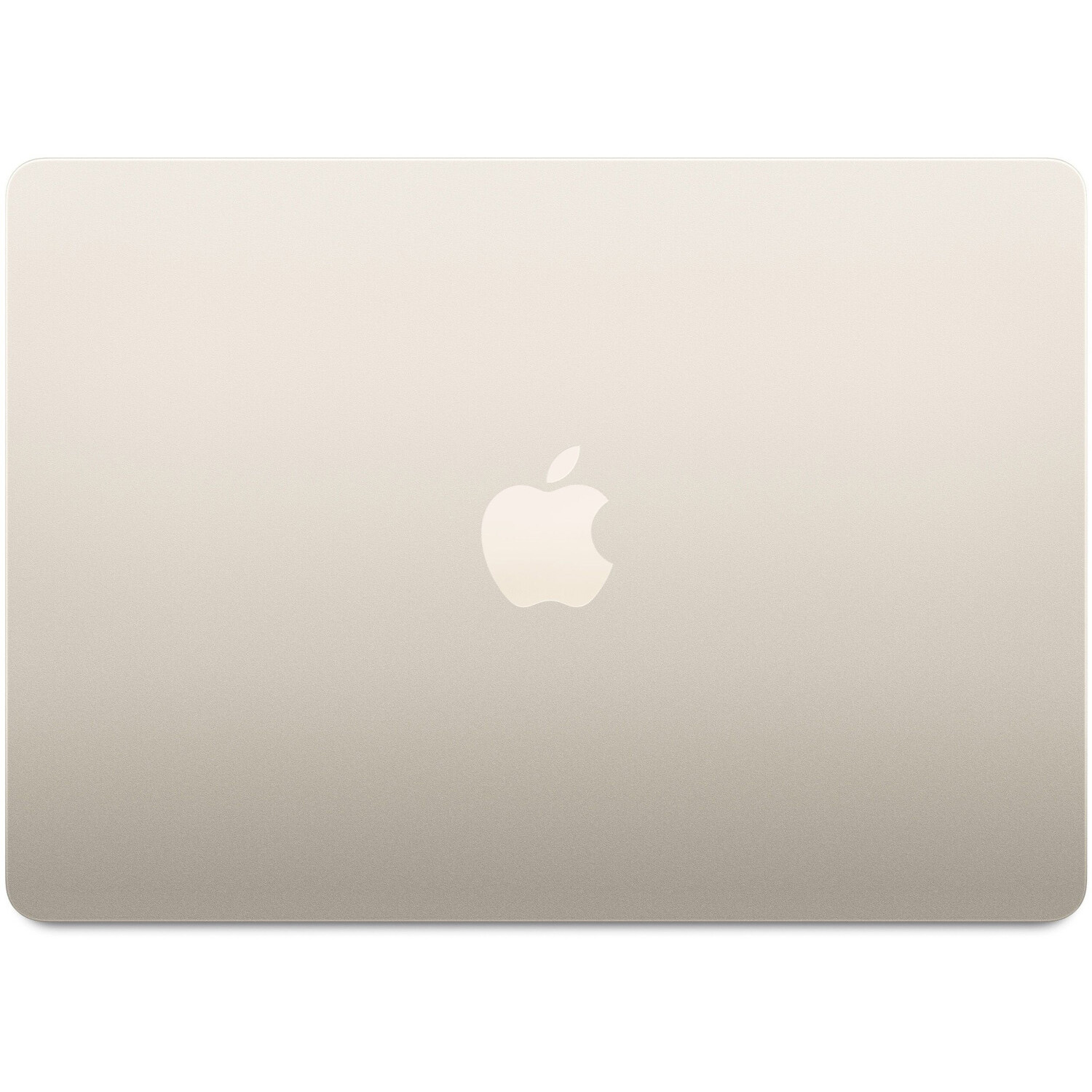 Ein goldfarbener Laptop mit dem Apple-Logo in der Mitte. Die Oberfläche ist glatt und reflektiert das Licht. Die Kanten sind abgerundet.