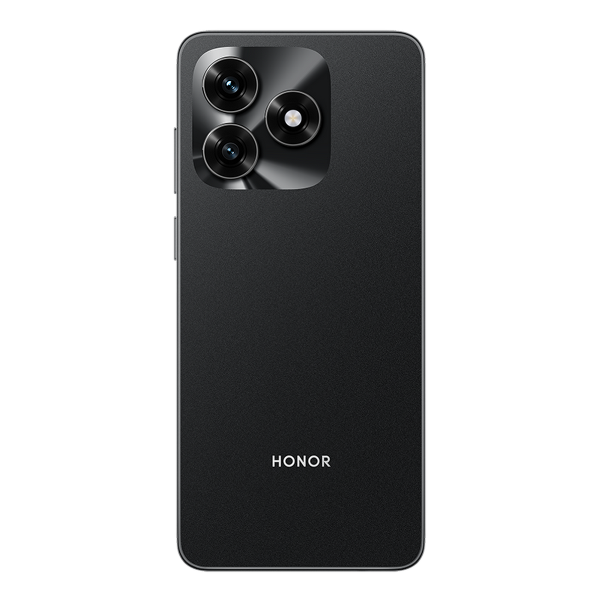 Czarny tył smartfona z trzema obiektywami aparatu i logo HONOR. Elegancki design na ciemnym tle.