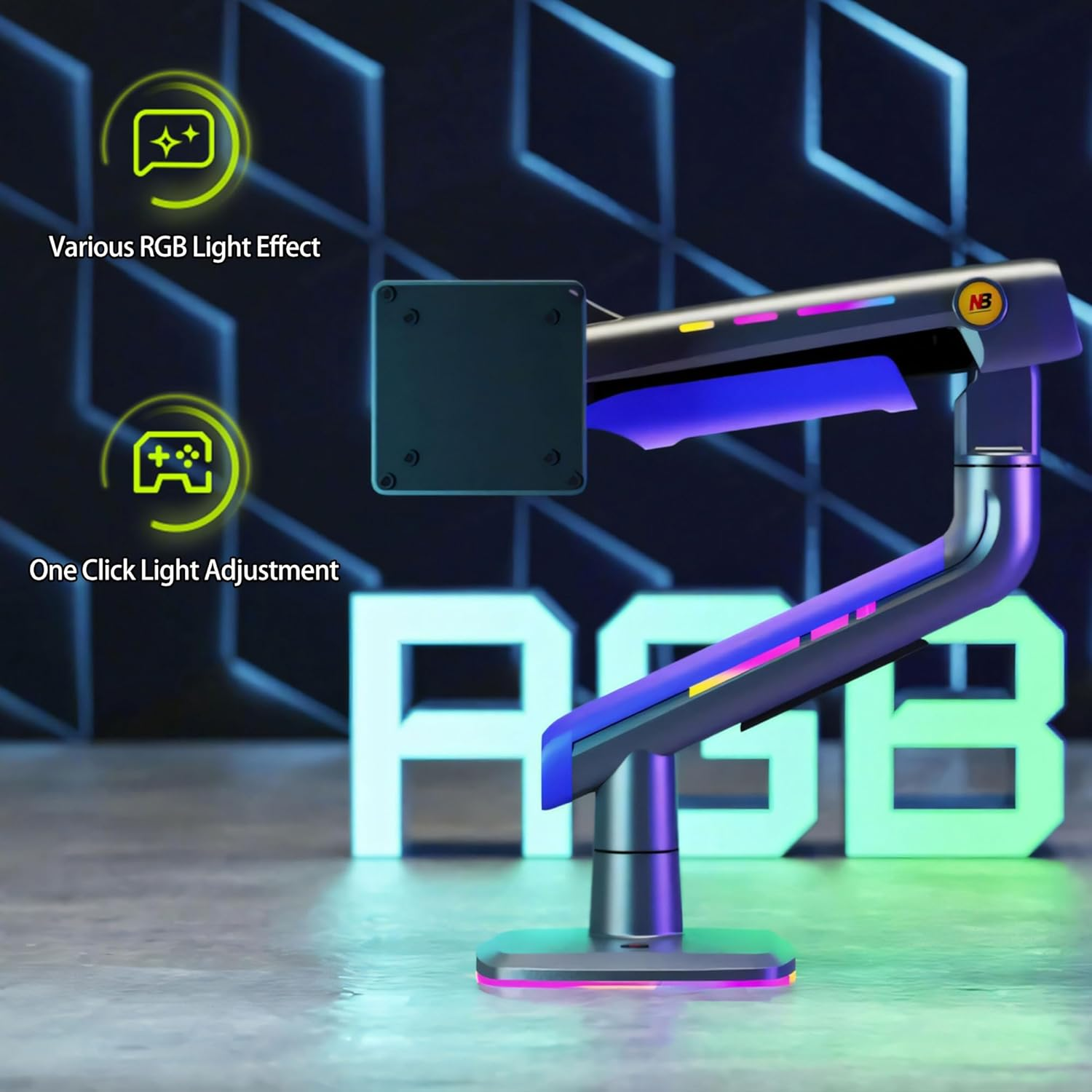 NB NORTH BAYOU Ergonomic G60-Gaming 32-60inch RGB Aydınlatmalı Gaming Monitör Askı Aparatı