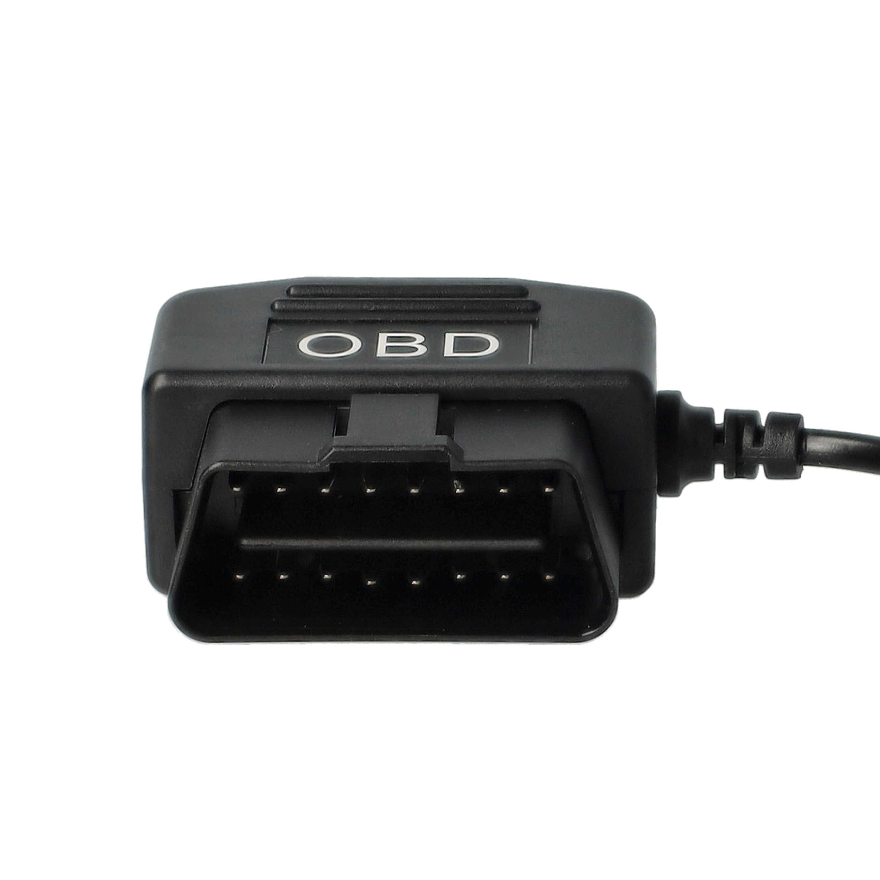 Ein schwarzer OBD-Stecker mit dem Wort 'OBD'. Er hat eine rechteckige Form und ein Kabel.