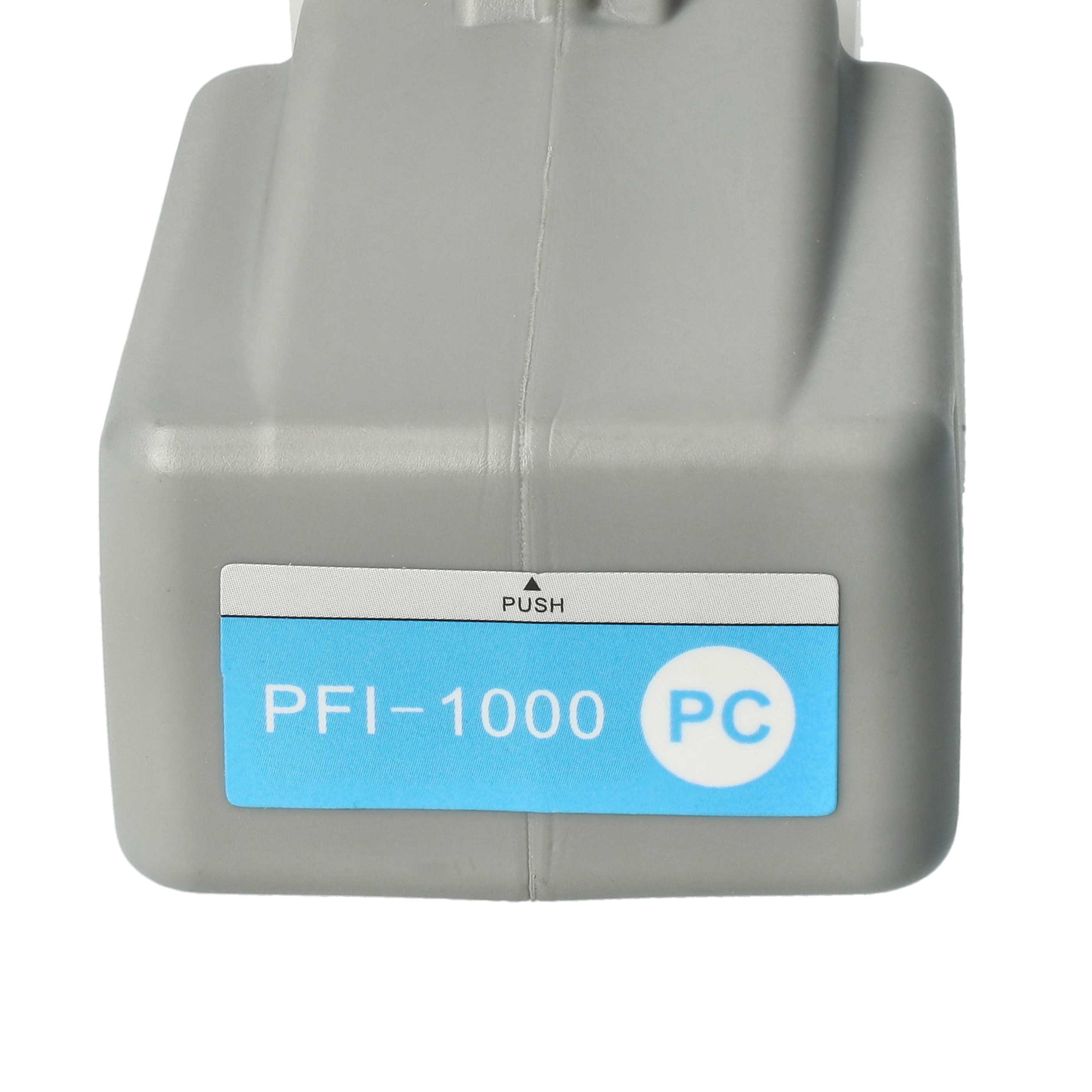 Ein graues Kunststoffteil mit einem blauen Etikett. Das Etikett lautet 'PFI-1000 PC' und hat einen 'PUSH'-Pfeil.
