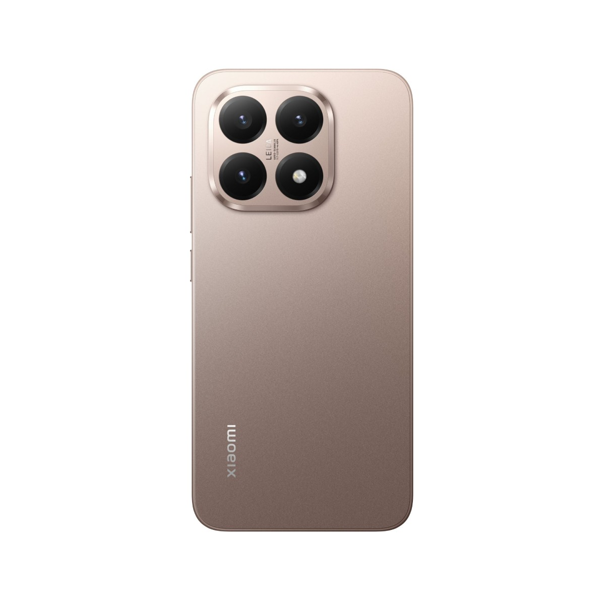 Złoty tył smartfona z czterema obiektywami, marką Leica i logo Xiaomi.