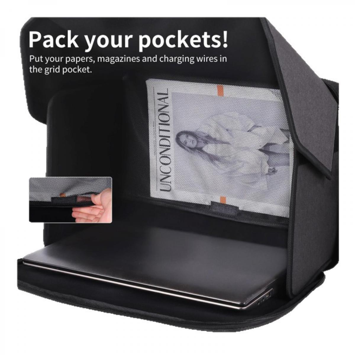 Offene schwarze Tasche mit Laptop und Zeitschrift 'UNCONDITIONAL'. Text: 'Pack deine Taschen!'
