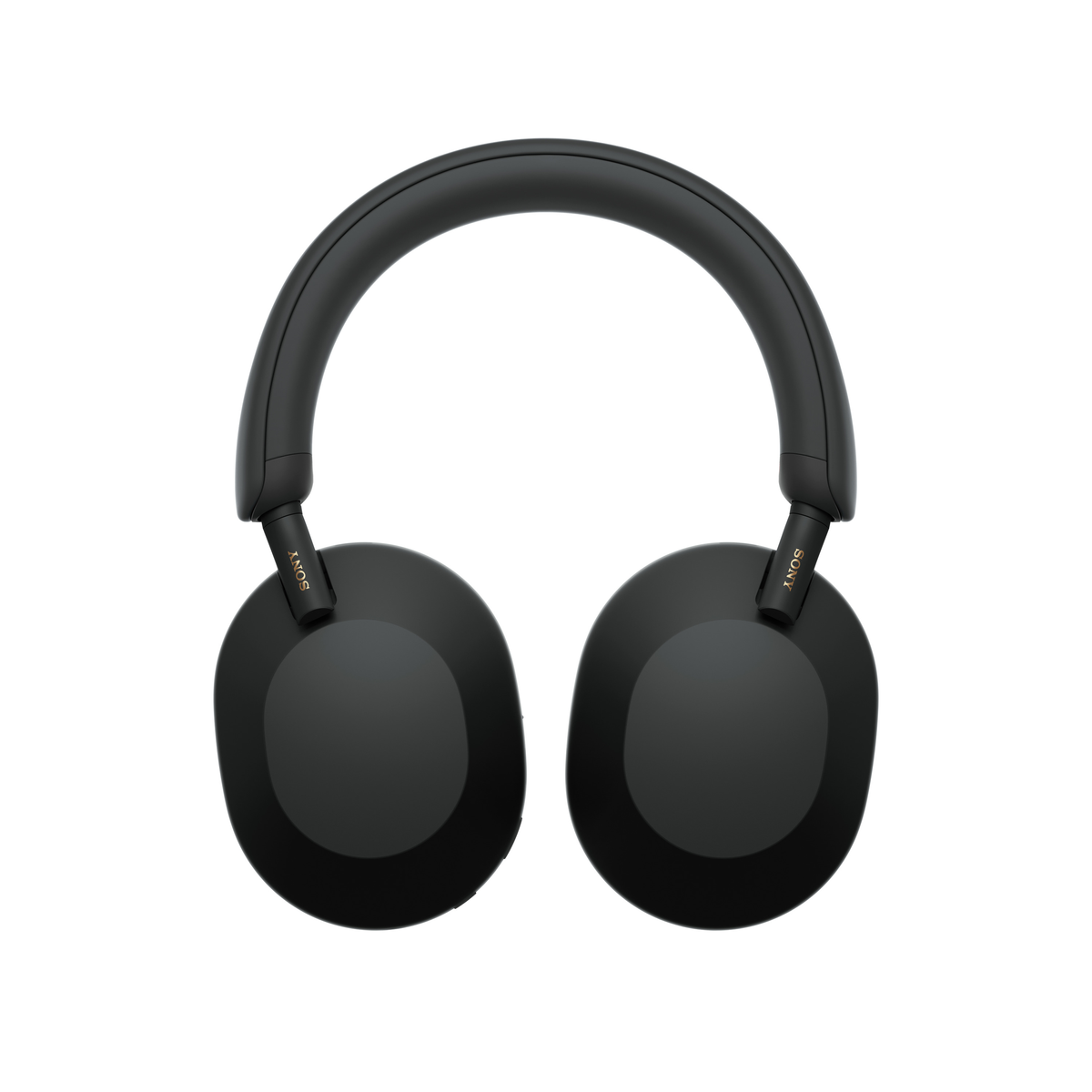 Casque Sony noir. Le bandeau est incurvé, avec des écouteurs de chaque côté. Le logo Sony est visible sur les bras.