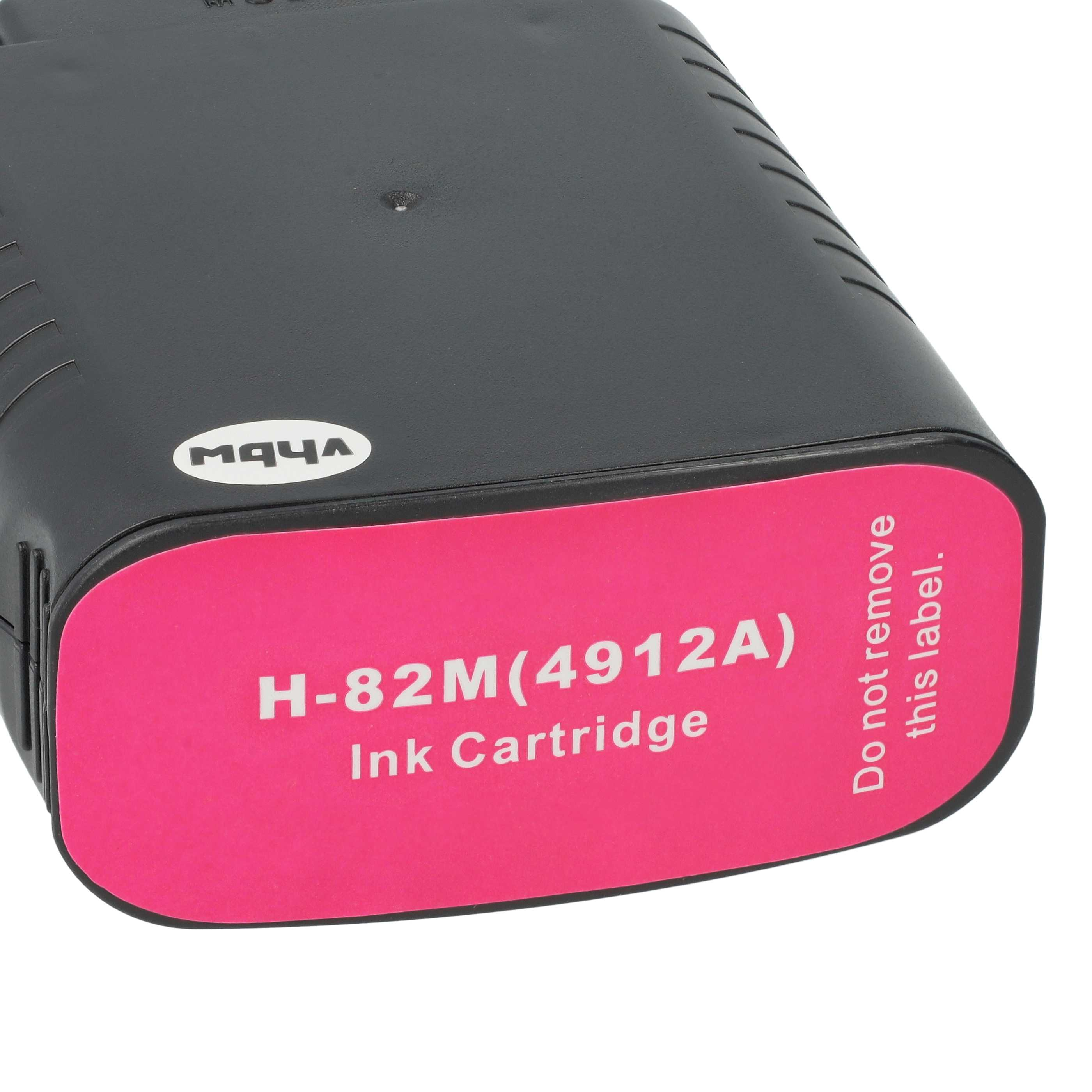 Tintenpatrone. Schwarzer Körper, rosa Etikett mit Text: H-82M(4912A), Ink Cartridge. Dieses Etikett nicht entfernen.