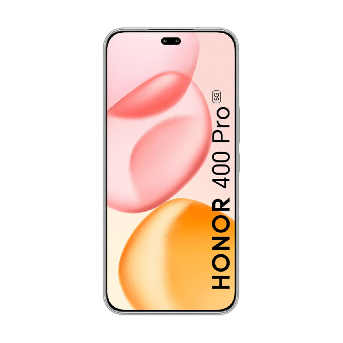 Uno smartphone mostra uno schermo con forme rosa e arancioni, e le parole 'HONOR 400 Pro' sono scritte sul lato.
