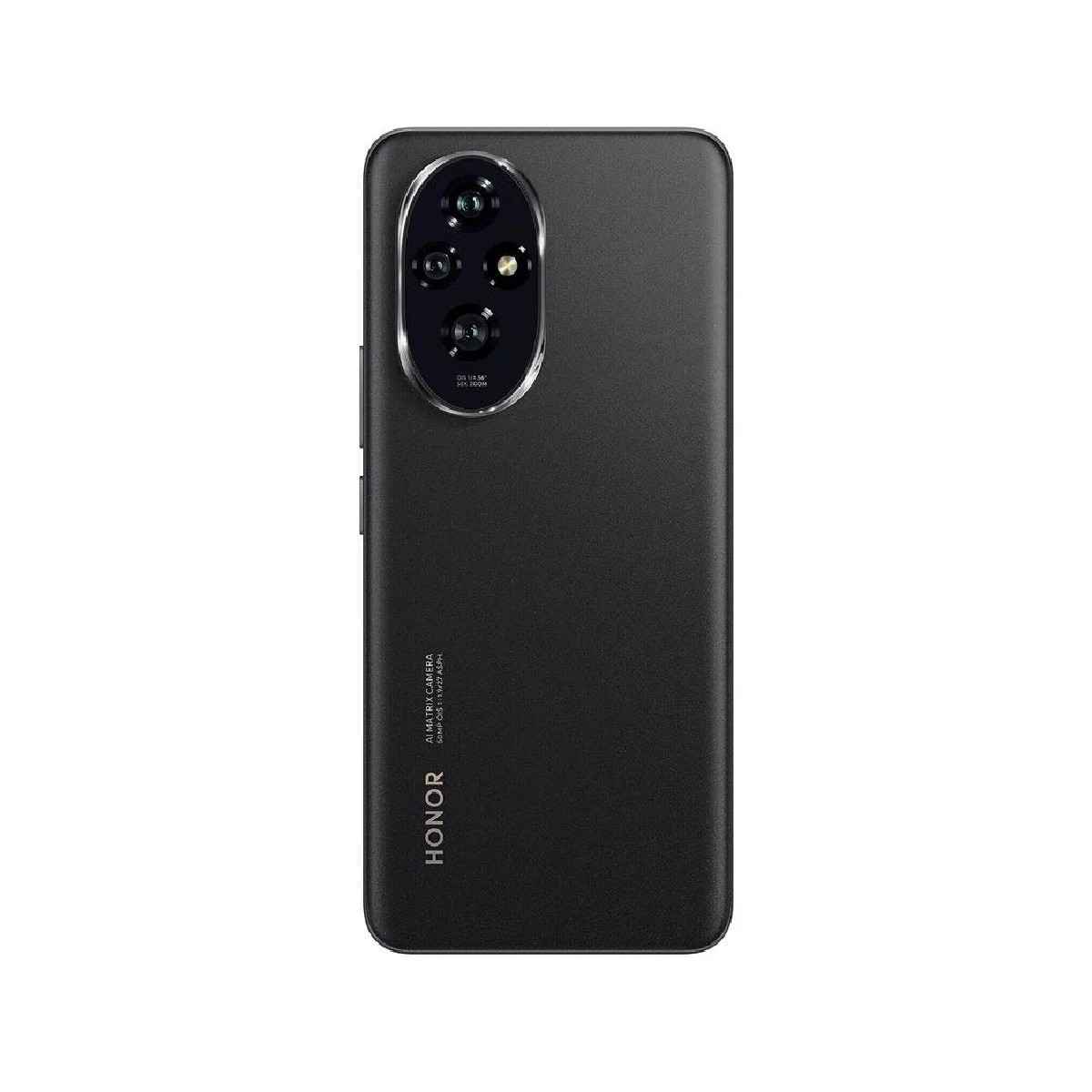 Smartphone HONOR nero. Dispone di una fotocamera con più lenti e il logo del marchio. Il retro ha una finitura strutturata.