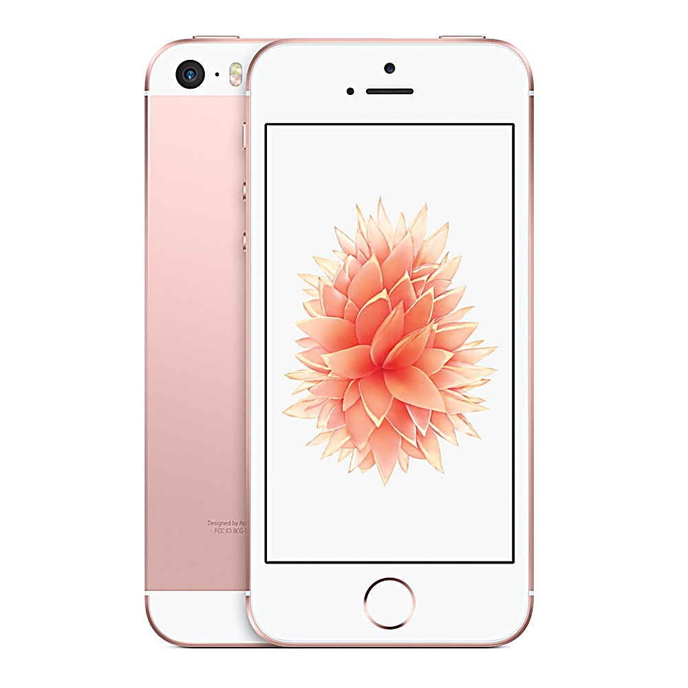 Due iPhone oro rosa. Uno mostra un'immagine floreale. Entrambi hanno schermi bianchi e bordi neri. Su sfondo bianco.