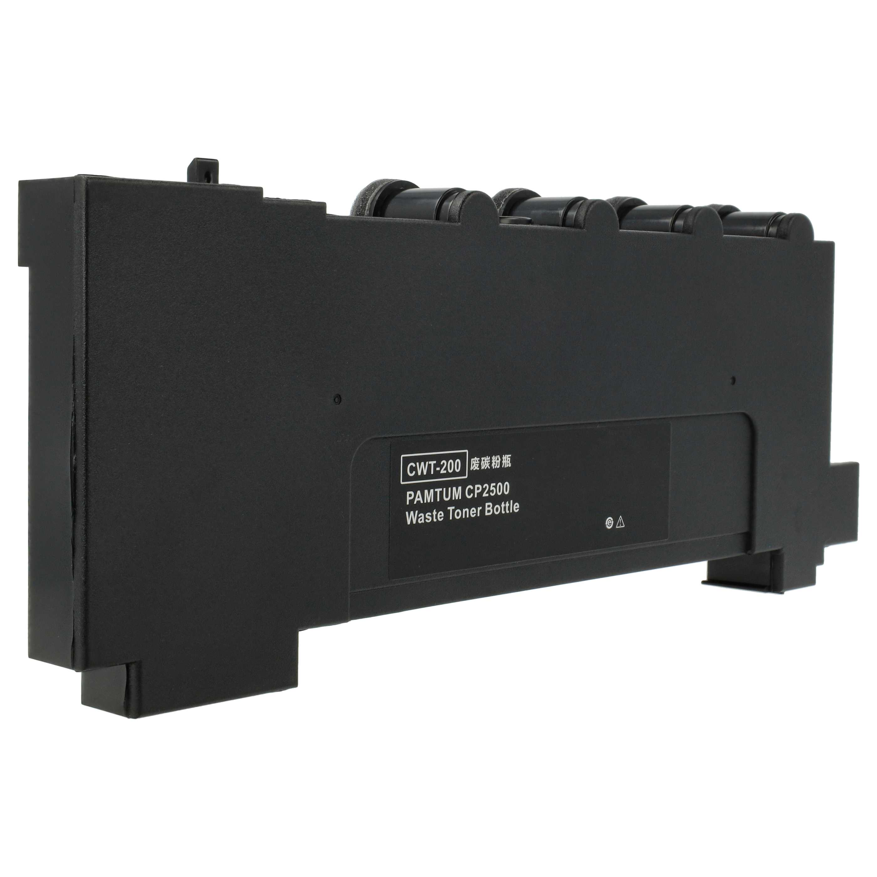 Schwarze Resttonerflasche. Text: CWT-200, PAMTUM CP2500, Waste Toner Bottle.