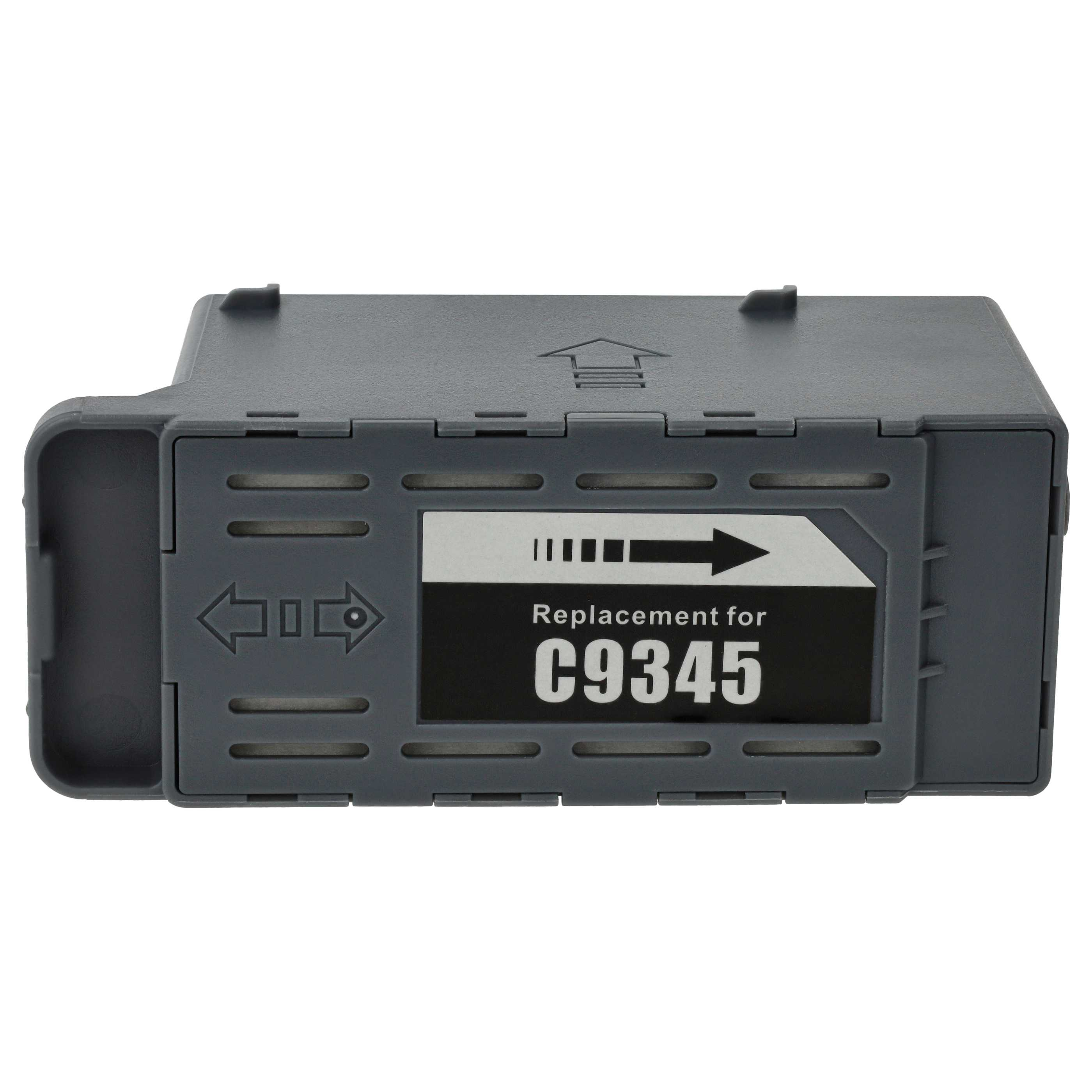 Graue Kunststoff-Druckerpatrone, Ersatz für C9345. Mit Text 'Ersatz für C9345' und Pfeilsymbolen.