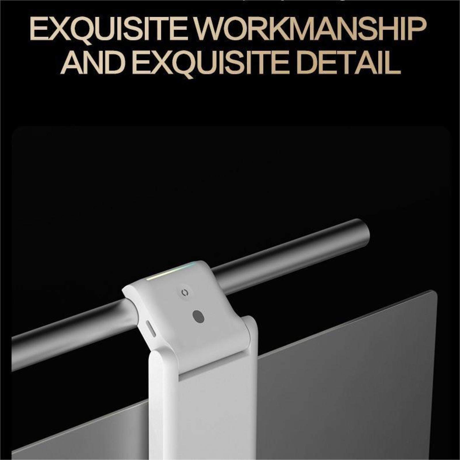 Das Bild zeigt ein weißes Gerät mit einem grauen Balken und einem schwarzen Hintergrund. Der Text oben lautet 'EXQUISITE WORKMANSHIP AND EXQUISITE DETAIL'.