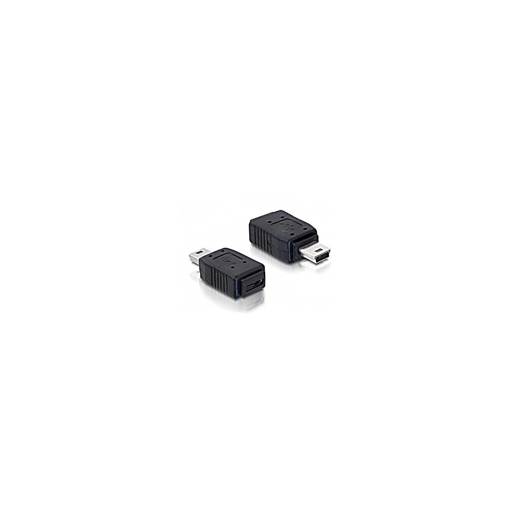 Due adattatori USB neri su una superficie bianca. Uno è più piccolo dell'altro. Sono leggermente angolati.