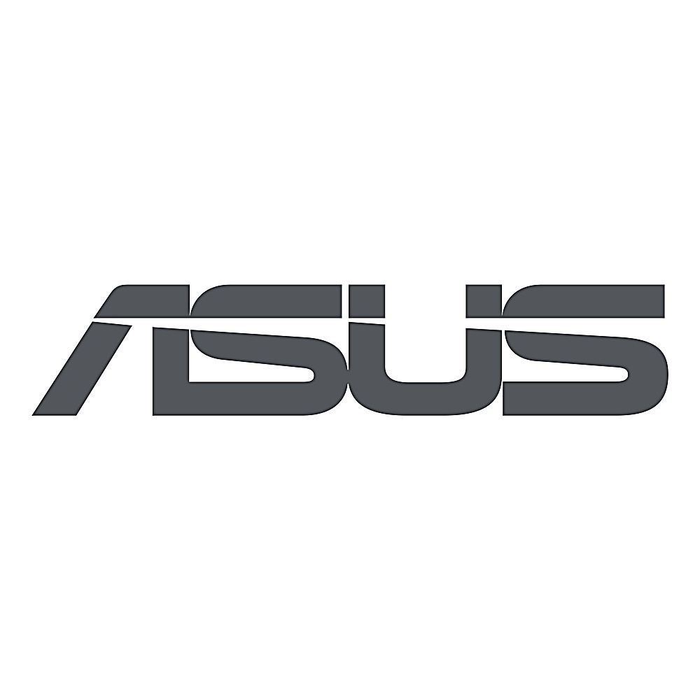 Logo ASUS su sfondo bianco. Le lettere sono grigio scuro, con un moderno font sans-serif. La 'A' è stilizzata.