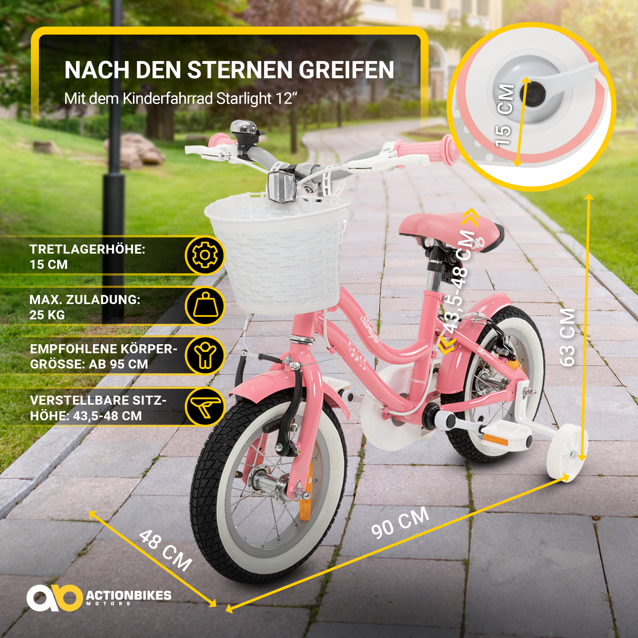 ACTIONBIKES MOTORS Kinder Fahrrad Starlight 12 Zoll Kinderfahrrad |  MediaMarkt