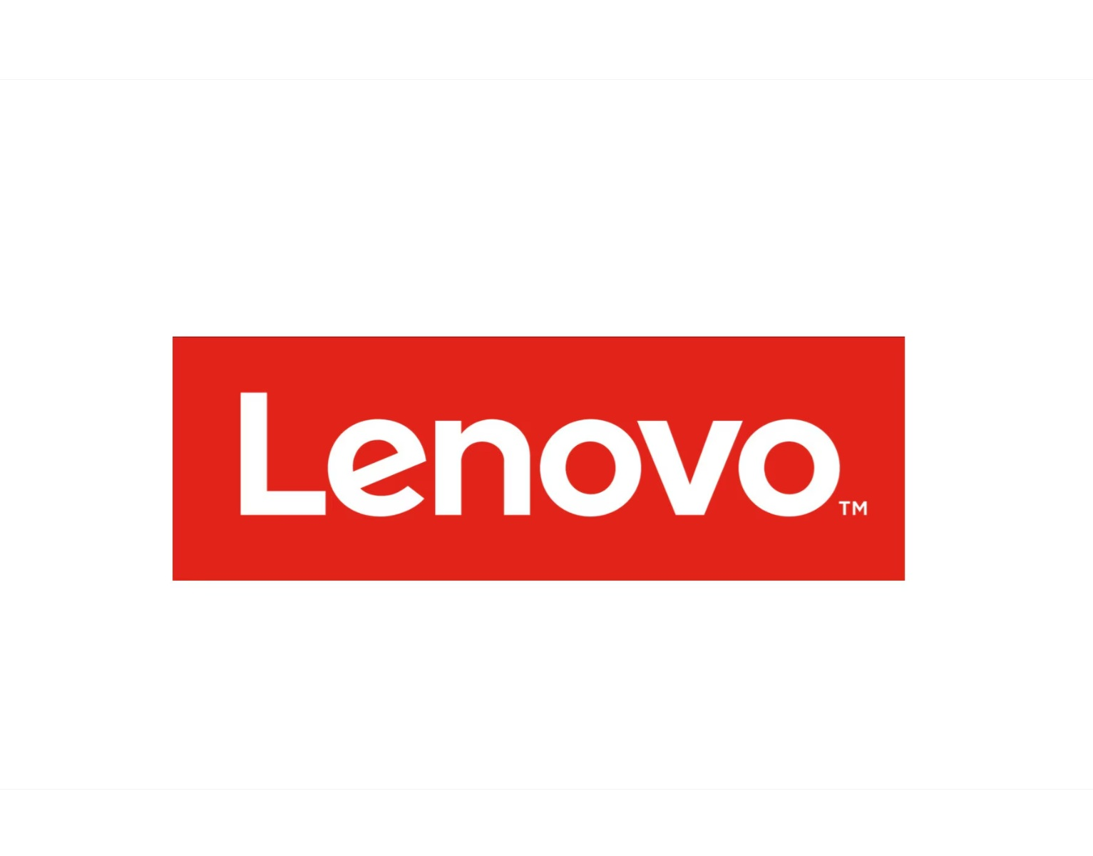 Il logo Lenovo. Presenta la parola 'Lenovo' in bianco, grassetto e senza serif, su sfondo rettangolare rosso.