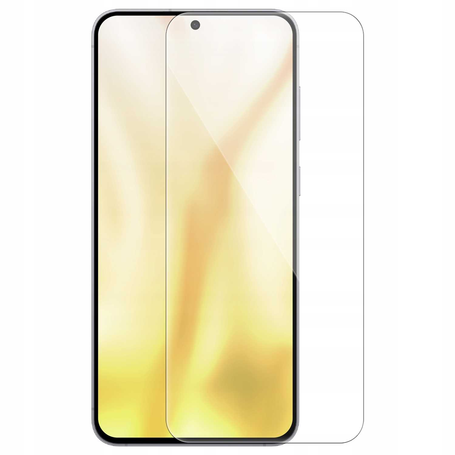 Smartfon z nałożonym ochraniaczem ekranu. Telefon ma czarną ramkę i przezroczysty ochraniacz.