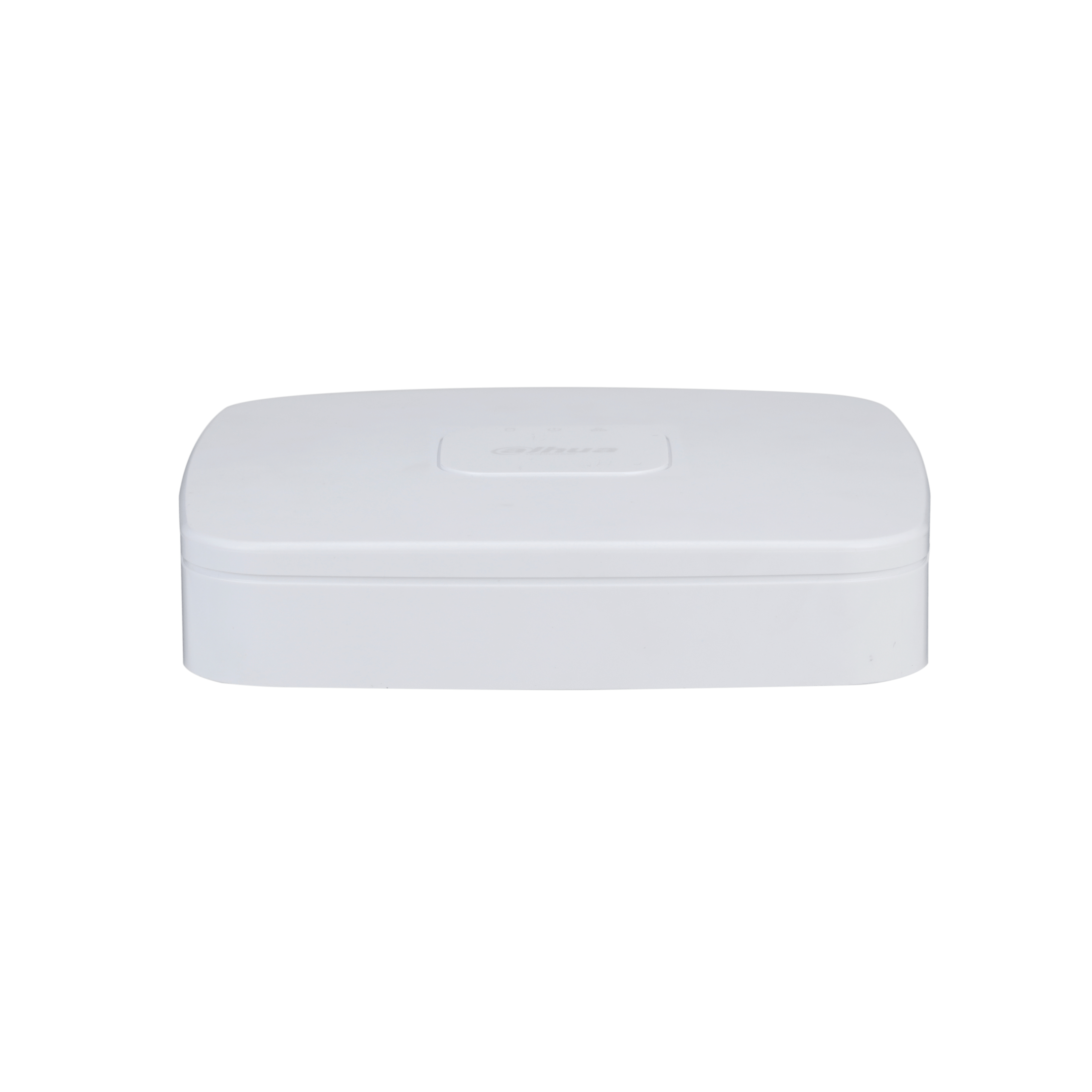 DVR rettangolare bianco. Ha un top leggermente arrotondato e una piccola sezione incassata.