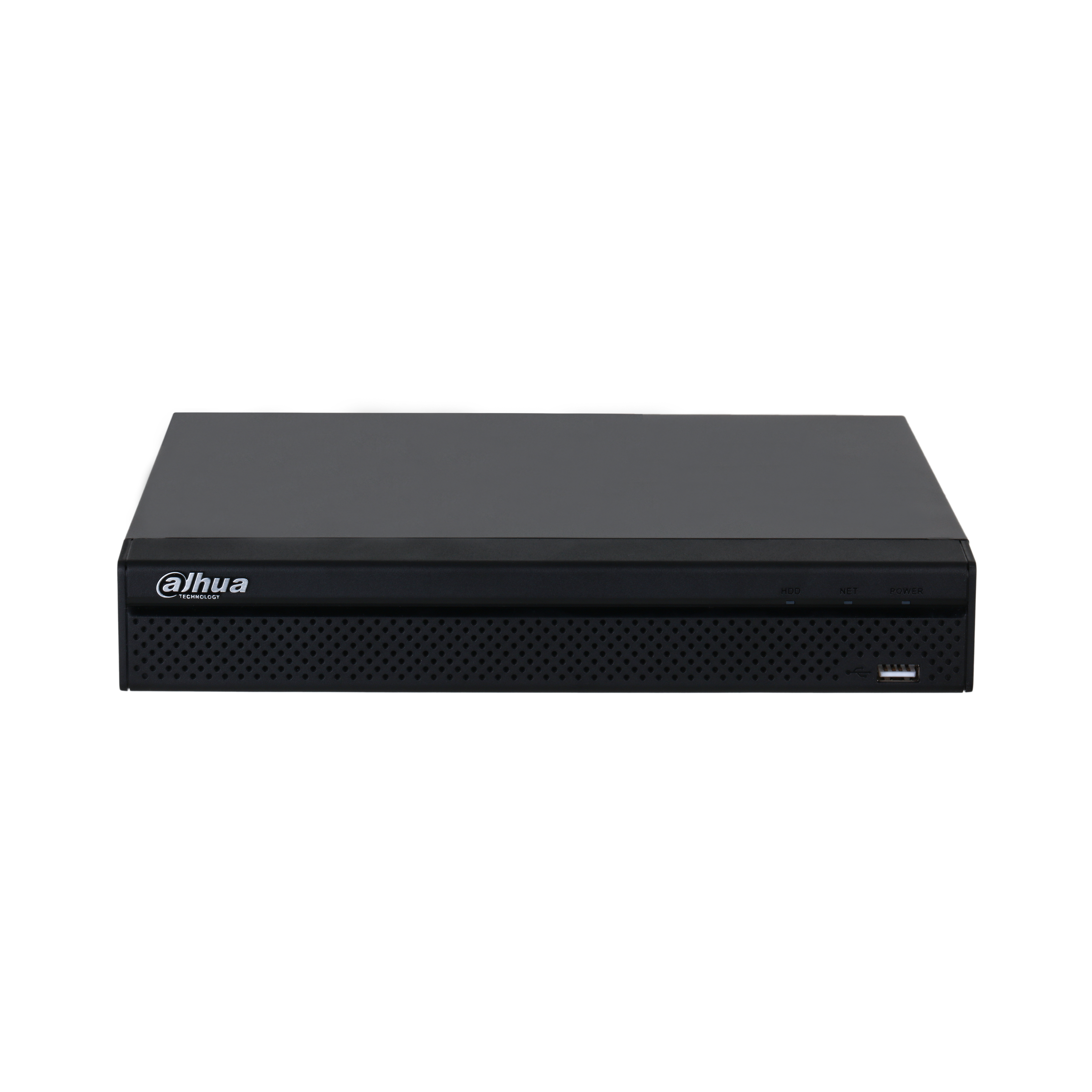 Registratore DVR nero con marchio 'Dahua' su sfondo bianco.