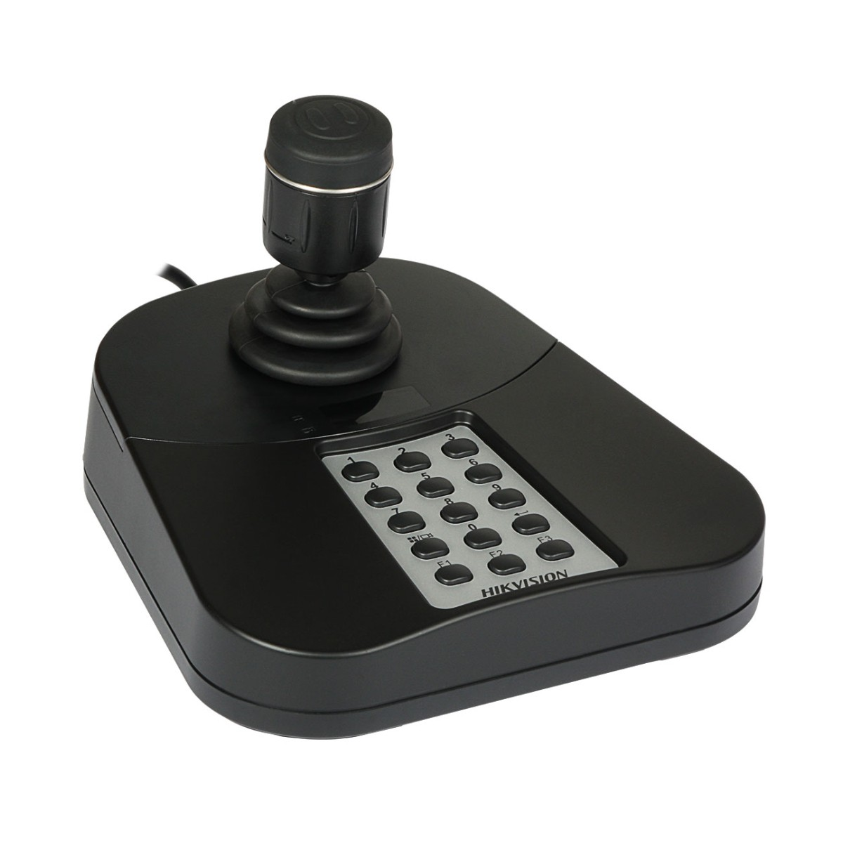 Un controller joystick HIKVISION nero, con un'asta centrale e pulsanti numerati su una base rettangolare.